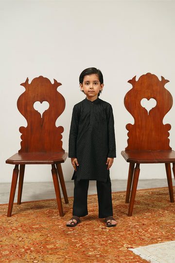 Black Chikankari Kurta Set